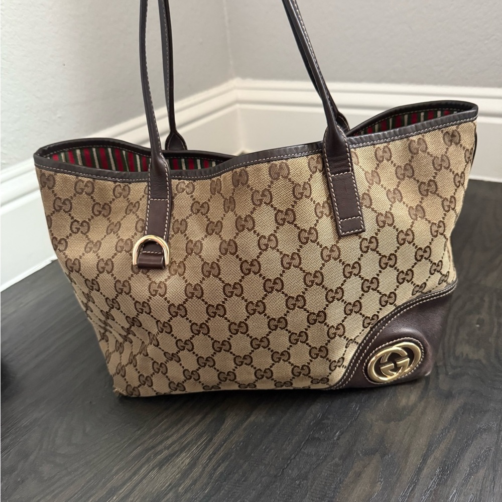 Gucci Beige and Brown GG Canvas Tote